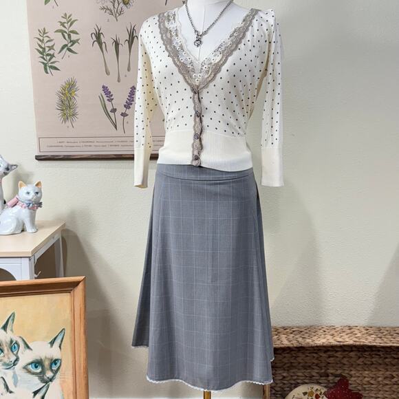 Vintage Y2k Gray Plaid Skirt Gloomy Coquette Office Siren Academia Corpcore 10 - Picture 1 of 7